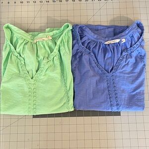 SOFT SURROUNDINGS Lot of 2 Blue & Green Isla Del Sol Tee, L